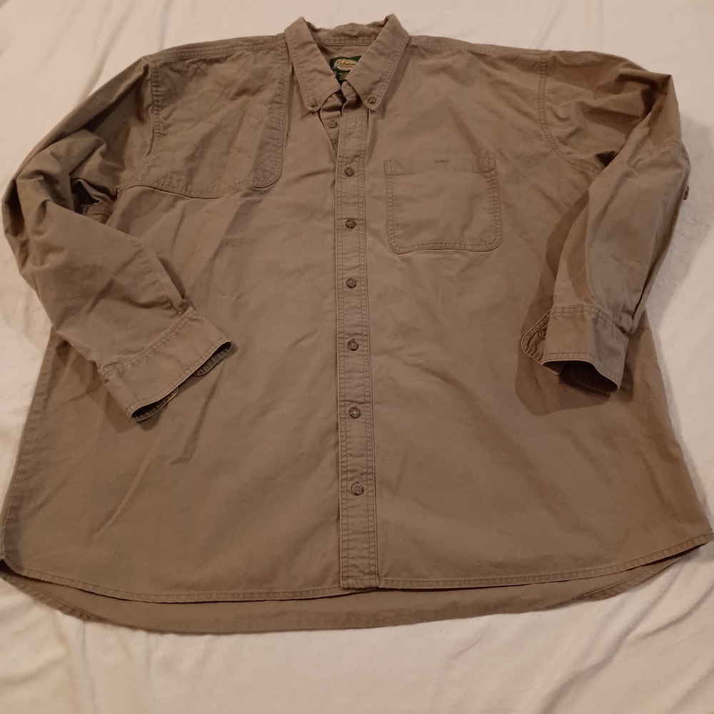 Cabela's Men's Shooting Shirt Hunting Size 2XL Tall Khaki Medium Weight
